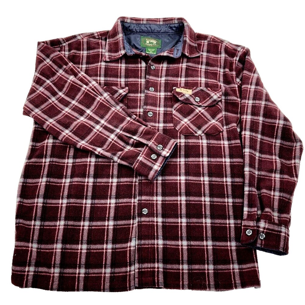 Stillwater Supply Shirt Soft Fleece Flannel Lined Plaid Red XL Sherpa Pile Gorp